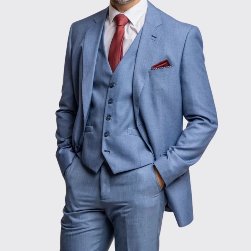 Cavani Blue Jay 3 Piece Sky Blue Suit